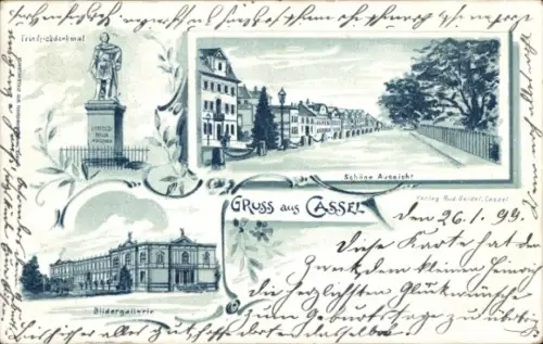 Litho Kassel in Hessen, Friedrichdenkmal, Bildergalerie, schöne Aussicht