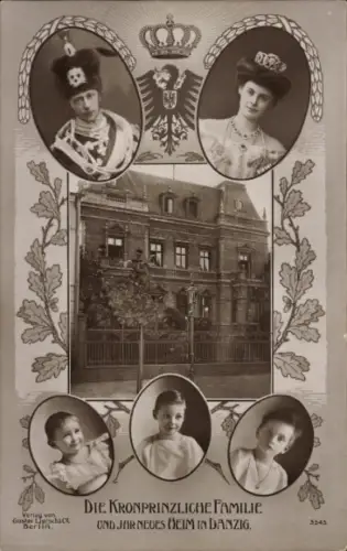 Ak Gdańsk Danzig, Neues Heim der Kronprinzlichen Familie, Kronprinz Wilhelm, Cecilie, Prinzen
