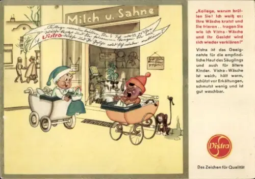 Künstler Ak Reklame Vistra-Wäsche, Das Zeichen für Qualität, für Säuglinge und ältere Kinder