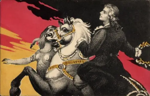 Künstler Ak Zar Peter der Große von Russland auf einem Pferd