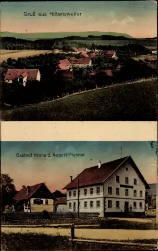 Ak Hiltensweiler Langnau Tettnang in Württemberg, Gesamtansicht, Gasthof Krone