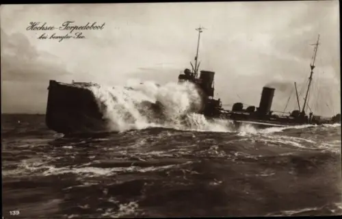 Ak Deutsches Kriegsschiff, Hochsee Torpedoboot bei bewegter See