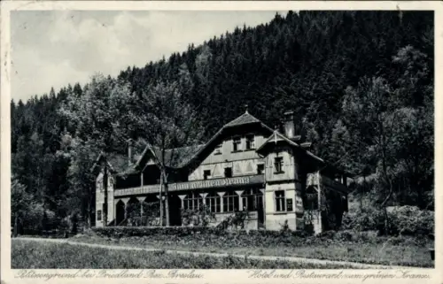 Ak Ługowina Blitzengrund Kowalowa Schmidtsdorf Mieroszów Friedland Niederschlesien, Hotel Restaurant