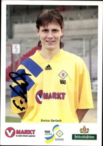 Autogrammkarte Fußballer Enrico Gerlach, Eintracht Braunschweig, Autogramm