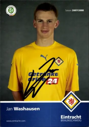 Autogrammkarte Fußballer Jan Washausen, Eintracht Braunschweig, Autogramm