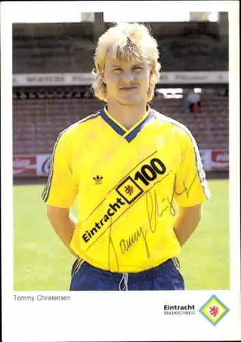 Autogrammkarte Fußballer Tommy Christensen, Eintracht Braunschweig, Autogramm