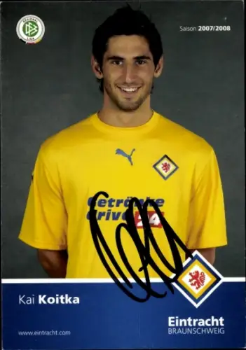 Autogrammkarte Fußballer Kai Koitka, Eintracht Braunschweig, Autogramm