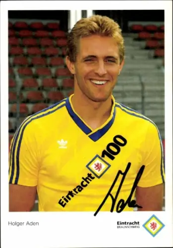 Autogrammkarte Fußballer Holger Aden, Eintracht Braunschweig, Autogramm