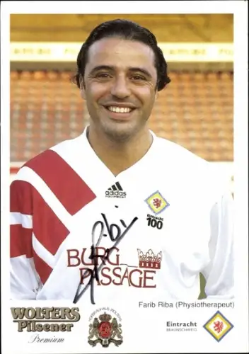 Autogrammkarte Physiotherapeut Farib Riba, Eintracht Braunschweig, Autogramm