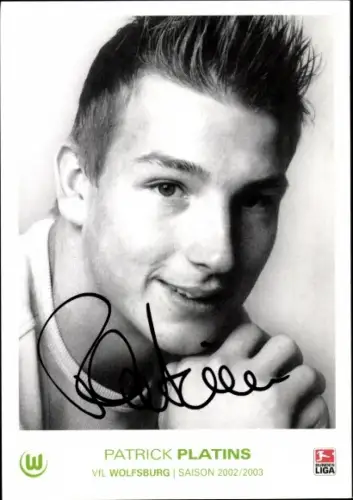 Autogrammkarte Fußballer Patrick Platins, VfL Wolfsburg, Autogramm
