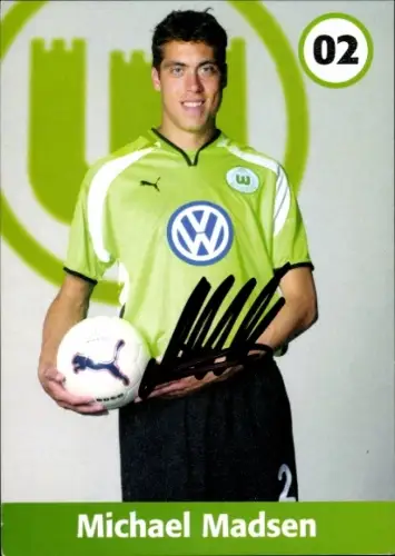 Autogrammkarte Fußballer Michael Madsen, VfL Wolfsburg, Autogramm