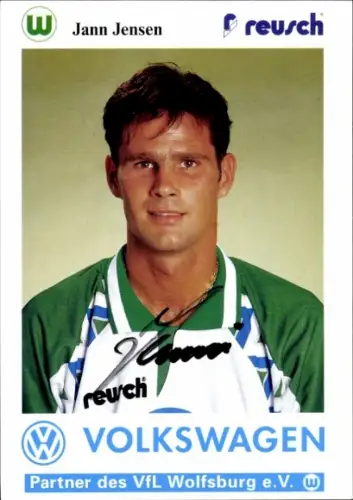 Autogrammkarte Fußballer Jann Jensen, VfL Wolfsburg, Autogramm