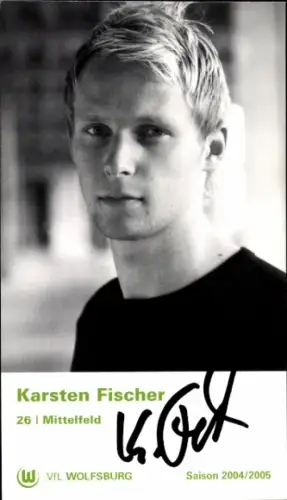 Autogrammkarte Fußballer Karsten Fischer, VfL Wolfsburg, Autogramm