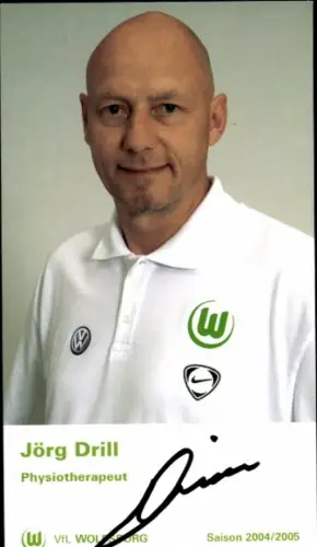 Autogrammkarte Physiotherapeut Jörg Drill, VfL Wolfsburg, Autogramm
