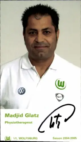 Autogrammkarte Physiotherapeut Majid Glatz, VfL Wolfsburg, Autogramm