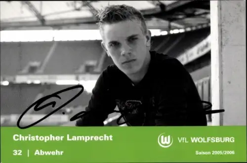 Autogrammkarte Fußballer Christopher Lamprecht, VfL Wolfsburg, Autogramm