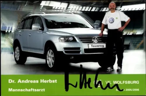 Autogrammkarte Mannschaftsarzt Dr. Andreas Herbst, VfL Wolfsburg, Autogramm