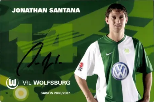 Autogrammkarte Fußballer Jonathan Santana, VfL Wolfsburg, Autogramm