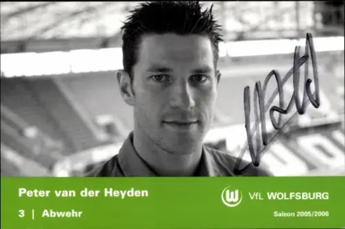 Autogrammkarte Fußballer Peter van der Heyden, VfL Wolfsburg, Autogramm