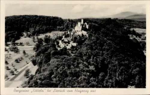 Ak Lörrach in Baden, Burgruine Rötteln, Fliegeraufnahme