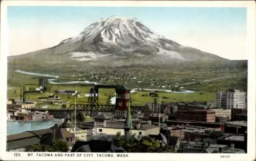 Ak Tacoma Washington USA, Teilansicht der Stadt, Mount Tacoma