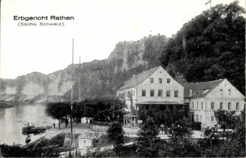 Ak Rathen an der Elbe Sächsische Schweiz, Gasthaus Erbgericht, INh. Hermann Brennecke