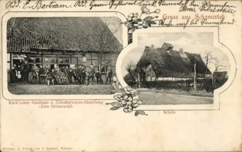 Ak Schamerloh Bohnhorst Warmsen in Niedersachsen, Kurksches Gasthaus Zum Gronewald, Schule