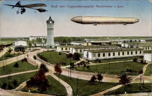 Ak Świętoszów Neuhammer Queis Schlesien, Truppenübungsplatz, Baracken, Zeppelin