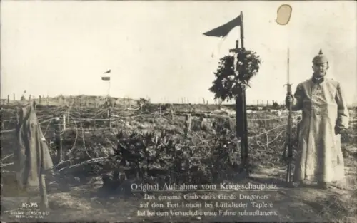 Ak Ans Wallonien Lüttich, Fort Loncin, Grab eines gefallenen Garde-Dragoners, Liersch Kr. 75