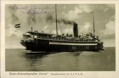 Ak Salon Schnelldampfer Kaiser, HAPAG, Seebäderdienst