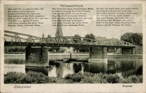 Ak Holzminden an der Weser, Wesertal, Weserlied