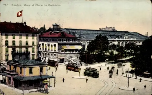 CPA Ville de Genève Suisse, Gare, Place de Cornavin