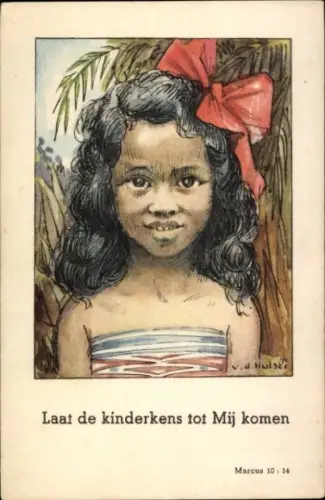 Künstler Ak Hulski, Psalm Marcus 10 14, Mädchen aus Nord Sumatra