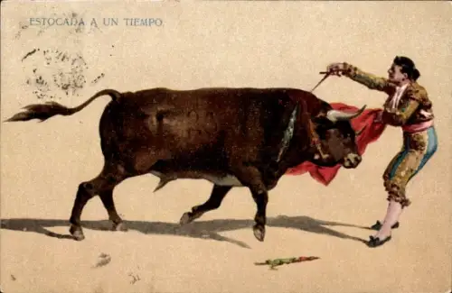 Ak Stierkampf, Torero, Roter Umhang