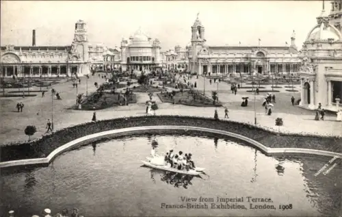 PC London City England, Franco-British Exhibition 1908, View from Imperial Terrace