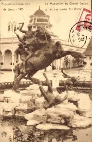 CPA Exposition Universelle de Gand 1913, Le Monument du Cheval Bayard
