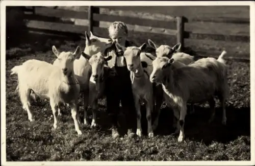 Ak Schweiz, Kind in Tracht, Ziegen