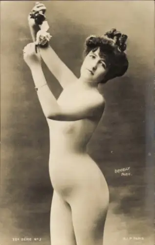 Ak Stehender Frauenakt, Ganzkörperanzug, Rose