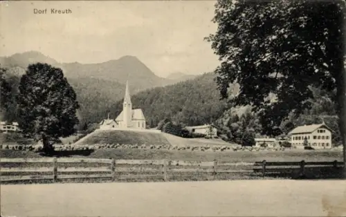 Ak Dorf Kreuth am Tegernsee Oberbayern, Teilansicht
