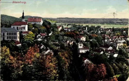 Ak Starnberg am Starnberger See Oberbayern,  Landschaft mit Häusern, Bäume, Kirche, 