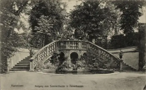 Ak Hannover,  Aufgang zum Sommertheater, Treppen, Pflanzen, Brunnen
