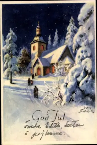 Künstler Ak Nyström, Jenny, Frohe Weihnachten, Kirche