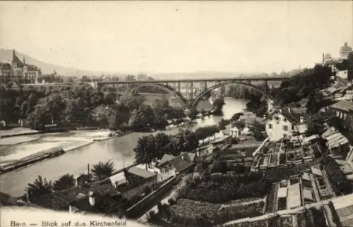 Ak Bern Stadt Schweiz, Blick auf das Kirchenfeld, Fluss, Brücke, Gartenanlagen
