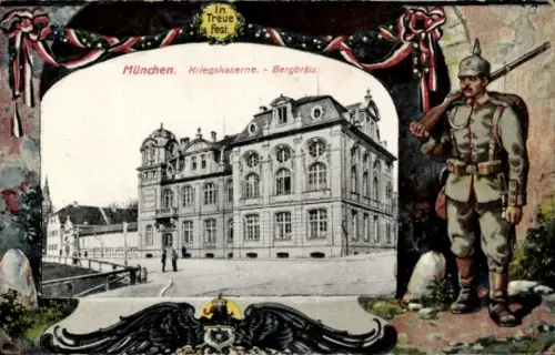 Ak München Bayern, Kriegskaserne, Bergbräu, I WK