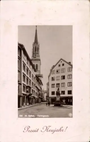 Präge Passepartout Ak Sankt Gallen Stadt Schweiz, Turmgasse, Neujahr