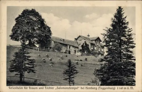 Ak Hemberg im Toggenburg Kt. St. Gallen, Ferienheim für Frauen und Töchter, Salomonstempel,  Kühe