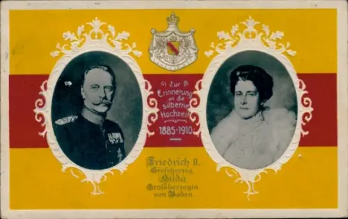 Präge Ak Friedrich II., Großherzog von Baden, Hilda von Nassau, Großherzogin, Wappen