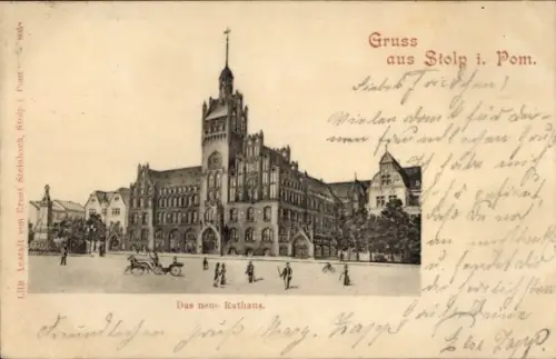 Ak Słupsk Stolp Pommern, Das neue Rathaus, Gruss aus  