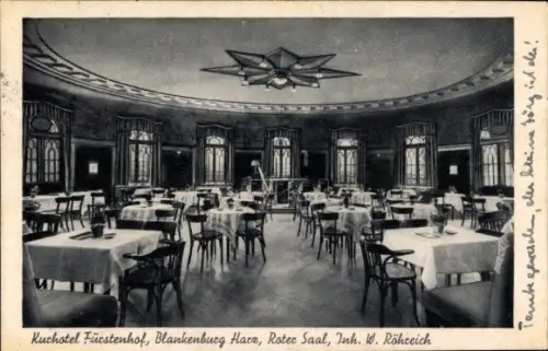 Ak Blankenburg am Harz, Kurhotel Fürstenhof, Roter Saal