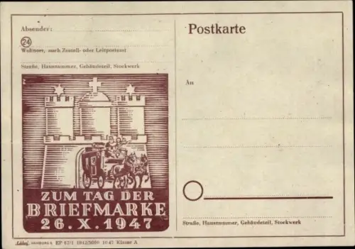 Ak Hamburg, Tag der Briefmarke 1947, Ausstellung 100 Jahre Deutsche Postgeschichte